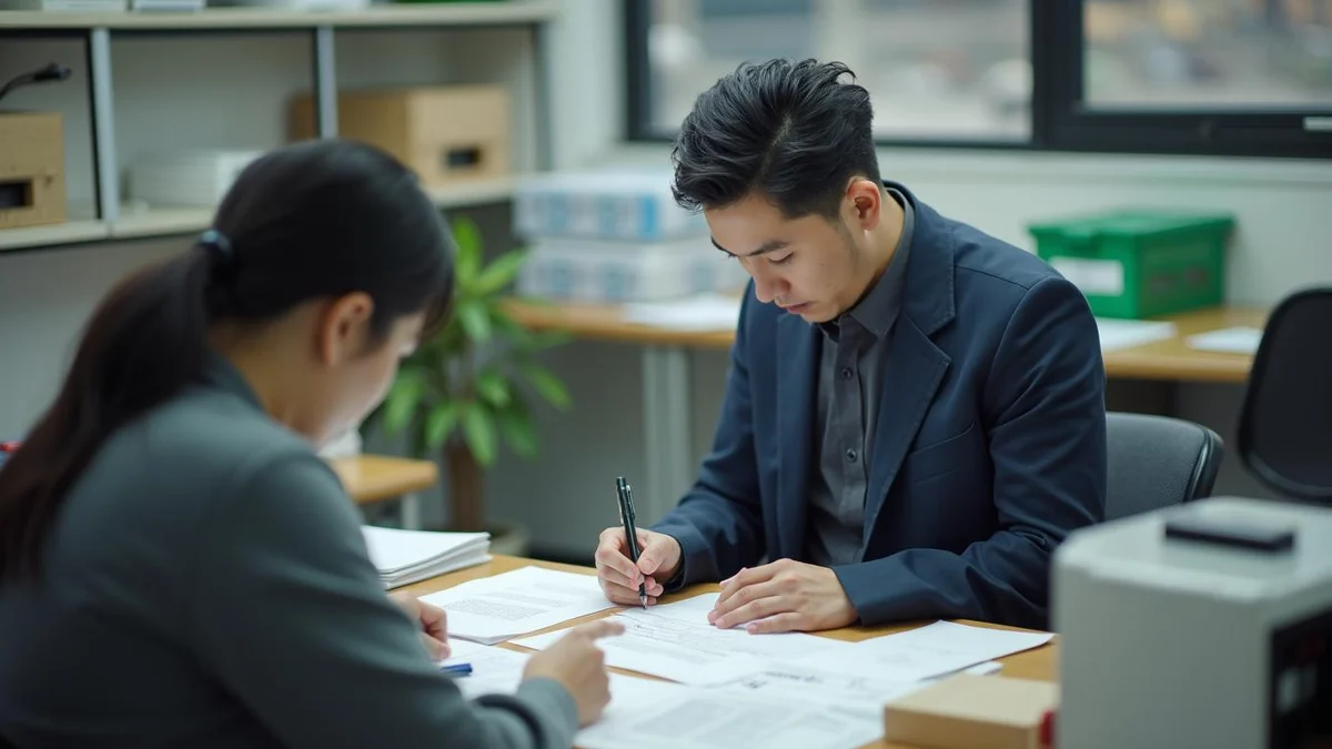 출원 준비 시 사업자가 오늘 바로 시작해야 할 일 상표 출원 관련 준비 서류를 작성하는 한국인 대표