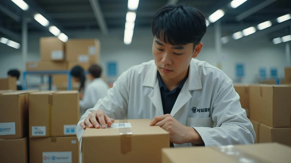 등록상표를 변형해서 쓰면 발생하는 위험은 제품 상자에 인쇄된 변형 로고를 확인하는 한국인 매장 대표