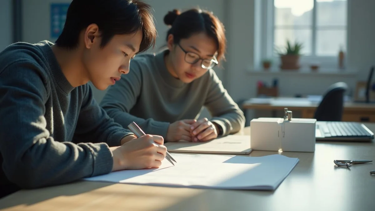 디자인출원료 구성은 어떻게 나뉠까 디자인출원료 구성을 파악하기 위해 작업실에서 플라스틱 시제품 외관을 정밀 캘리퍼스로 측정하는 한국 디자이너