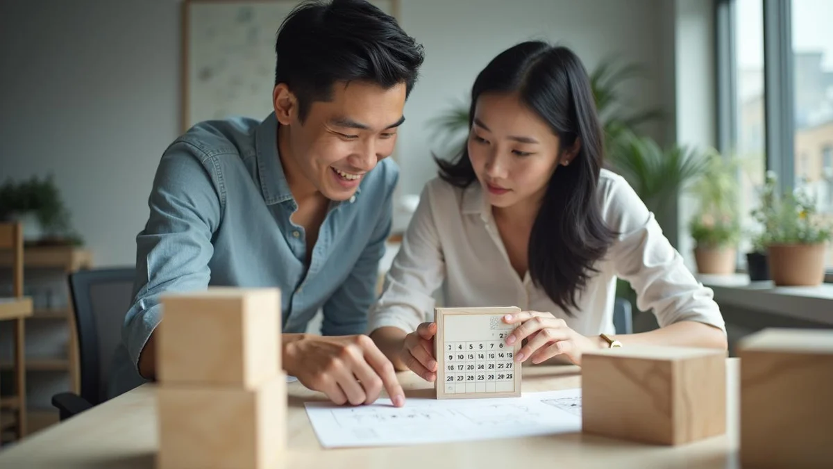 오늘 바로 시작할 수 있는 권리화 점검 순서 출시 일정과 디자인 공개 기한을 달력에서 확인하며 자료를 정리하는 한국 스타트업 창업가