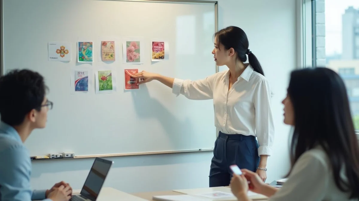 상황에 따라 달라지는 디자인권 확보 전략 한국인 전문가가 회의실에서 제품의 부분디자인 등록 전략을 논의하는 모습
