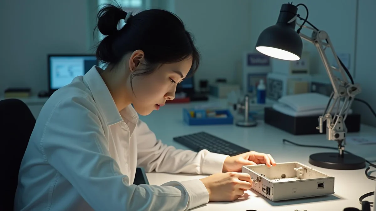혼자서 직접 낼 때 마주하는 가장 큰 벽은 무엇일까 한국인 디자이너가 작업실에서 분해된 제품 외형 부품을 살피는 모습
