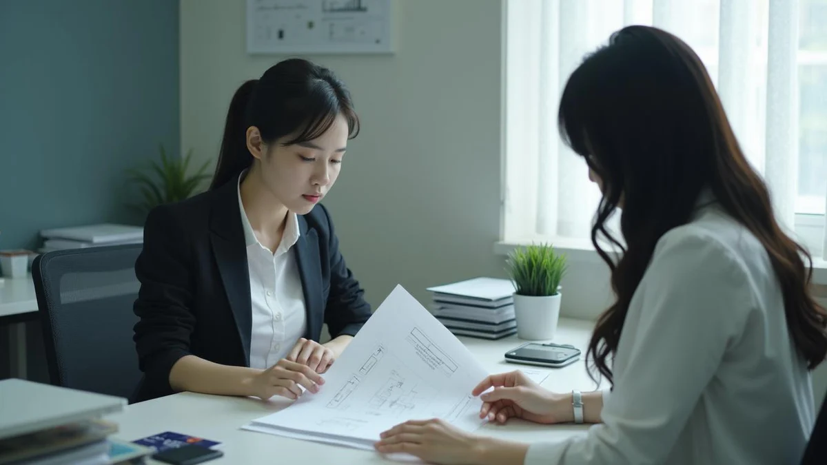 특허 출원과 영업비밀 유지, 무엇이 다른가 판교 사무실에서 기술 명세서와 도면 서류를 검토하는 한국인 전문가