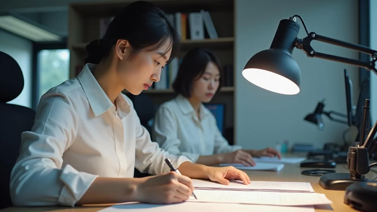 기술 분쟁을 막기 위해 오늘 점검할 세 가지 강남 스타트업 사무실에서 기술 문서 표지에 대외비 인장을 날인하는 한국인 실무자