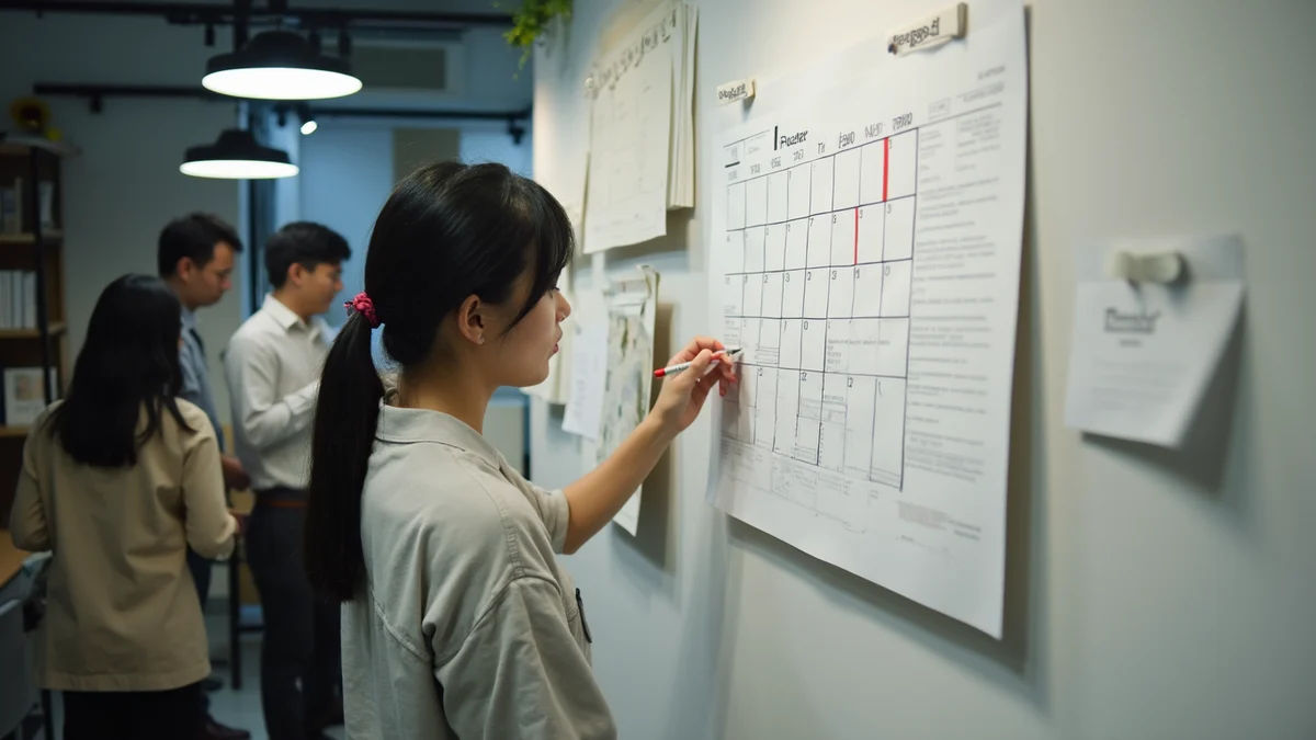 디자인 스튜디오에서 출원공고 기간 30일을 달력에 체크하는 한국인