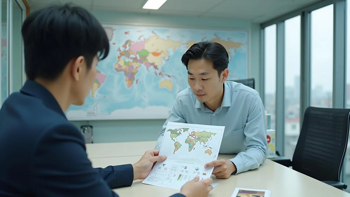 해외 수출을 고민 중이라면 무엇을 챙겨야 할까 세계 지도를 보며 국가별 PCT 국제출원 진입 기한을 체크하는 한국인 기업가